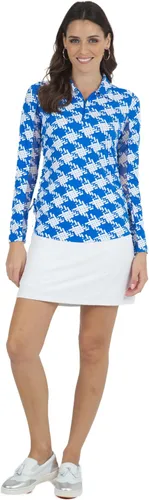 Vista 6 de IBKUL Athleisure Wear - Polo de manga larga con protección solar UPF 50+ Icefil Cooling Kimberly Print de longitud ajustable - 48376