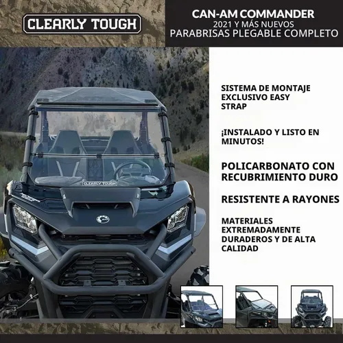 Vista 5 de Clearly Tough Can-Am Commander (2021 y posteriores) Parabrisas plegable