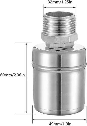 Vista 3 de 1/2 3/4 1Inch Floating Ball Valve Float for Water Tank Automatic Water Level controller for Tank Home Improvemen(1",Side Water Inlet)