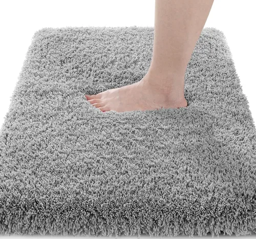 Vista 82 de Yimobra Alfombras de baño en negro y blanco antideslizantes lavables, tapetes de baño ultra suaves y absorbentes de agua, alfombra de ducha suave
