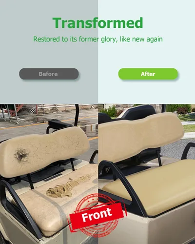 Vista 4 de Conjunto de cojín de asiento delantero de carrito de golf para Club Car DS 2000.5-up, bronceado, cojín de repuesto individual Respaldo del asiento