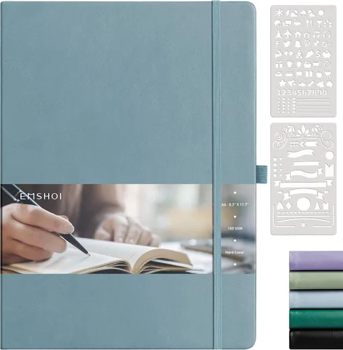 Vista 11 de EMSHOI Diario punteado, 8.5 x 11 pulgadas, tapa dura de cuero para mujeres y hombres, 192 páginas, cuaderno de cuadrícula de puntos de 100 GSM