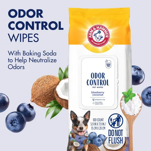 Vista 2 de Arm & Hammer Toallitas para perros con control de olores, arándano y coco