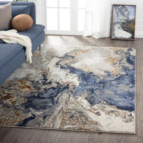 Vista 20 de LUXE WEAVERS Alfombra abstracta de remolinos de mármol, gris 5x7