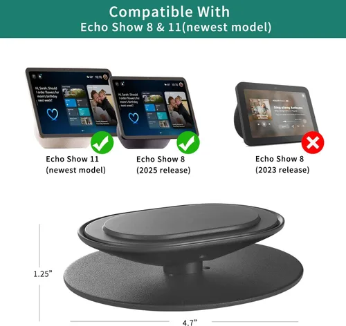 Vista 4 de Soporte ajustable diseñado para Echo Show 8 y 11 (versiones 2025), también compatible con Google Nest Hub, base antideslizante