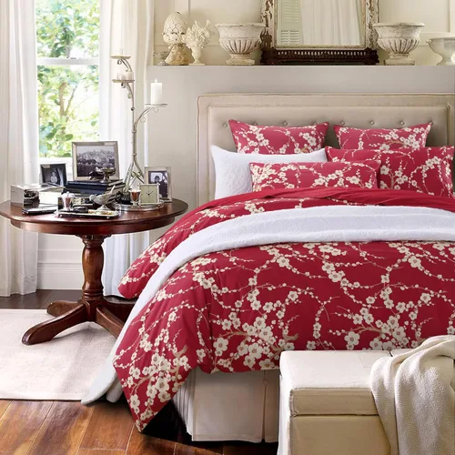 Vista 80 de ABREEZE Juego de funda de edredón tamaño individual con cierre de botón, 100% algodón egipcio, juego de ropa de cama floral de granja, color rosa, 3