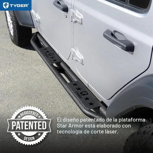 Vista 3 de Tyger Auto Star Armor compatible con Jeep Wrangler JL 2018-2025 de 4 puertas (no compatible con JK) TG-JA2J2288B Rieles laterales Nerf Bars