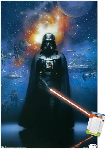 Vista 15 de Trends International Star Wars: Saga - Póster de pared de Vader in Space, 14.725 x 22.375 pulgadas, versión enmarcada de madera de granero
