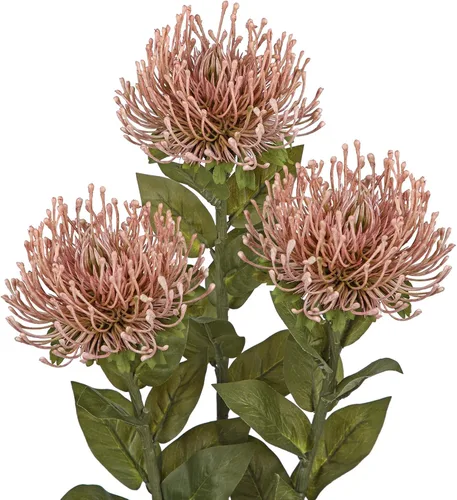 Vista 12 de Hollyone 3 piezas de flores artificiales rojas de crisantemo de otoño, margaritas de araña de seda de 72 cm de largo, flores falsas de leucospermum