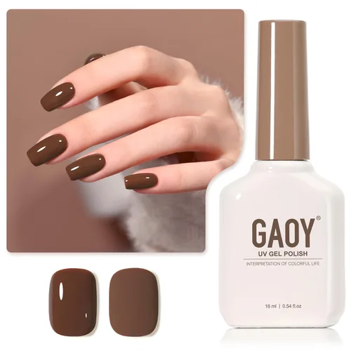 Vista 32 de GAOY - Esmalte de uñas de gel marrón, 16ml de esmalte de gel para quitar por remojo, curado con luz UV para arte de uñas, manicura DIY en casa, 2088