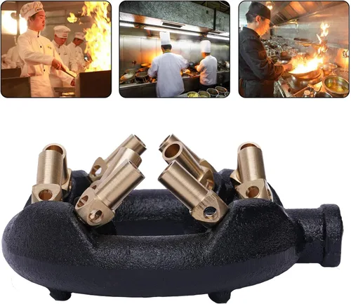 Vista 2 de TFCFL Quemador de chorro de 10 puntas, boquilla de forma redonda de 3/8 tubos, chorro de gas natural de hasta 80,000 BTU/HR cuerpo de hierro fundido