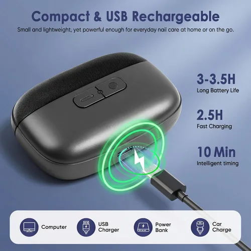 Vista 5 de Cortaúñas eléctrico, recortador de uñas eléctrico con almacenamiento de luz y restos de uñas, cortaúñas eléctrico con pulido, recortador de uñas