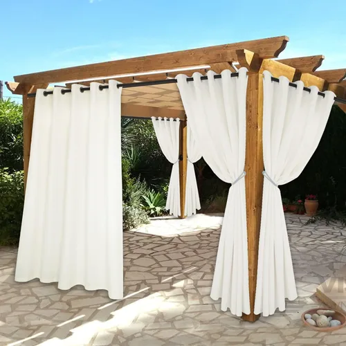 Vista 11 de BONZER Cortinas impermeables para interiores y exteriores para patio - Aislamiento térmico, cortinas opacas con ojales de bloqueo solar