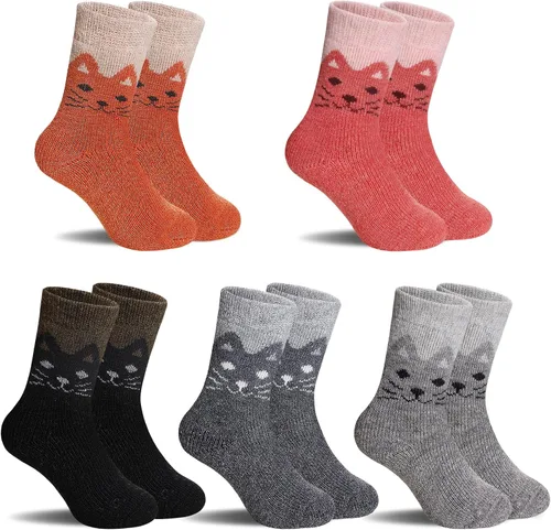 Vista 18 de SeeyAN Calcetines de lana merino para niños y niñas, botas de senderismo, térmicos, cálidos, acogedores, suaves, gruesos, 6 pares