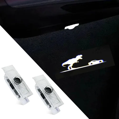 Vista 12 de 2 piezas de luces para puerta de auto con logotipo no desteñido Compatibles con Challenger 2015-presente, lámparas de proyección de luz LED