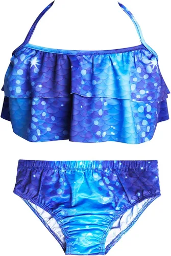 Vista 5 de Fishtailfun Traje de baño de sirena para cosplay sirena para nadar para niñas conjunto de bikini de princesa