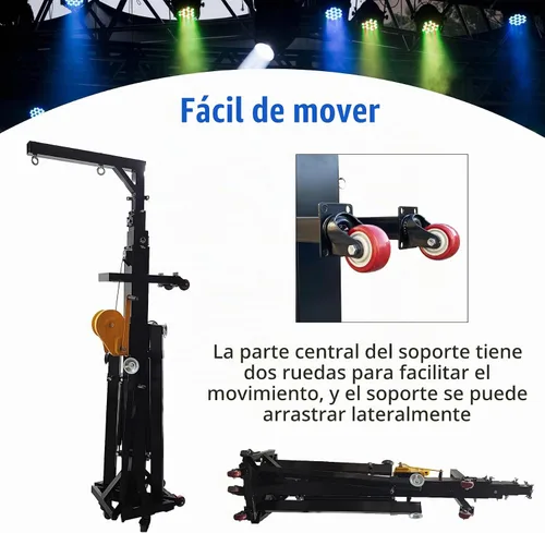 Vista 6 de TECHTONGDA Soporte de manivela de iluminación de 2 piezas, soporte de altavoz resistente, 550 libras de capacidad, sistema de armadura de luz