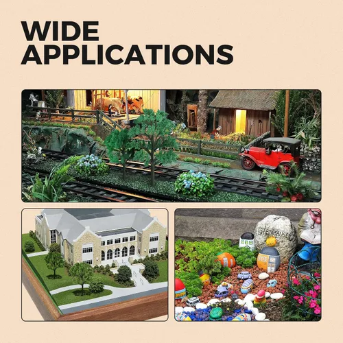 Vista 8 de Yetaha 20 piezas de árboles modelo en miniatura, modelo de adorno de plantas pequeñas, arbustos pequeños para hadas, jardín, tren, paisaje
