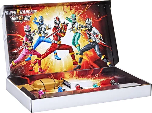 Vista 3 de Power Rangers Dino Fury 5 Team Multipack de figuras de acción de 6 pulgadas con llaves y accesorios de arma de sable Chromafury (exclusivo de Amazon)