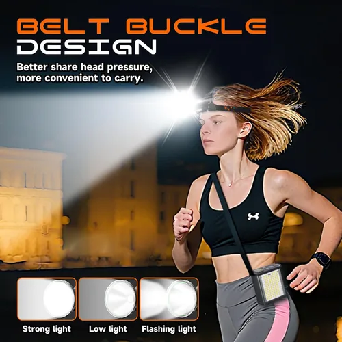 Vista 3 de Linterna frontal LED dividida recargable de alta potencia, con cargador y diseño impermeable, batería de larga duración, adecuada para caza, correr