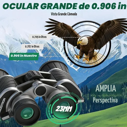 Vista 5 de Prismáticos 10x50 con ajuste de ocular independiente para exteriores Waterproof Compact Binoculars, with Low Light Vision for Bird Watching