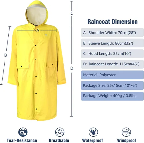 Vista 4 de Anyoo Poncho de lluvia con capucha, impermeable, ligero, para hombres, mujeres y adultos, con bolsillo para senderismo, camping, actividades al aire