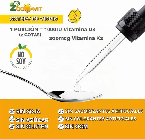 Vista 3 de Gotas líquidas veganas Vitamina D3 K2 (MK7) – Vitamina D líquida 100% a base de plantas mejorada con aceite de coco para una máxima absorción – 1