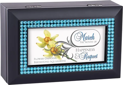 Vista 9 de Ebros Gift Cottage Garden - Caja de música con piedra natal y flores, toca todas las canciones clásicas americanas