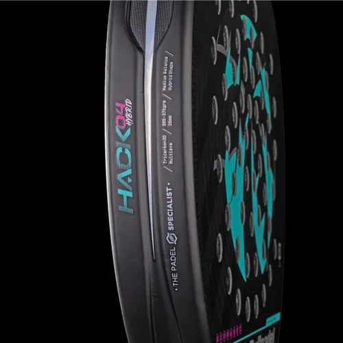 Vista 5 de BULLPADEL Pala de pádel HACK 04 Hybrid Miami Paquito Navarro Edición Limitada Forma Diamante TRICARBON 3D & MULTIEVA Core Tecnología de canal