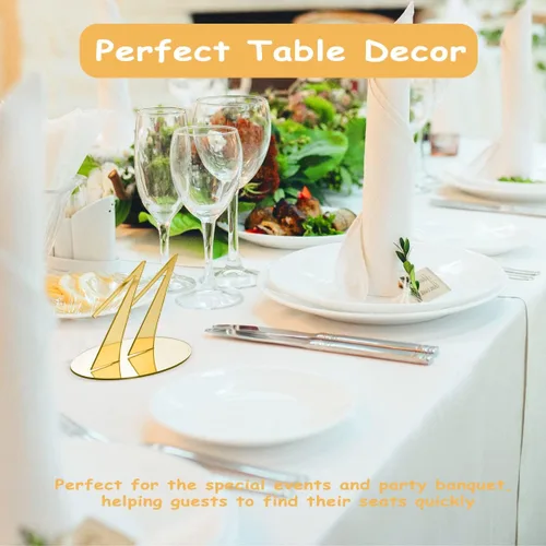 Vista 7 de Rely2016 - Número de mesa de espejo, 1-20 números de mesa de boda con base de soporte, números de mesa de acrílico, tarjeteros, decoración