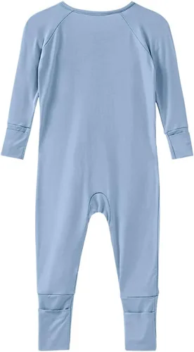 Vista 35 de Pijama de viscosa de bambú sin pies para niños y niñas, pijamas con cremallera para dormir y jugar, mameluco - 0-24 meses