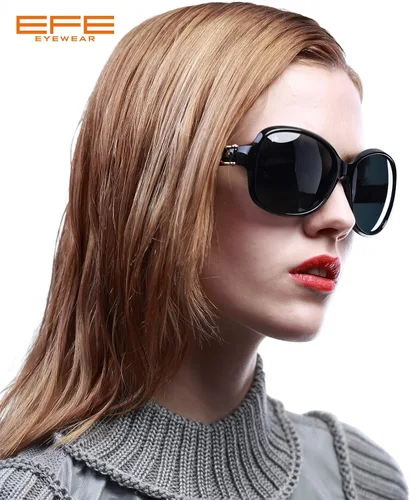 Vista 2 de EFE Gafas de sol polarizadas clásicas de gran tamaño para mujer, marco compuesto TR90, protección UV 400, gafas retro de moda