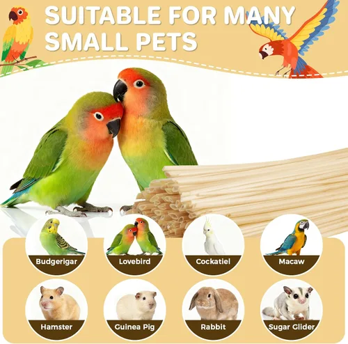 Vista 5 de MAQIHAN 200 juguetes masticables para pájaros, juguetes de loro de paja