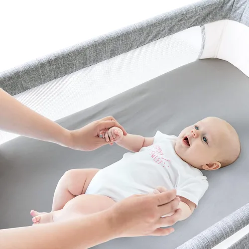 Vista 5 de Sábanas de moisés compatibles con Graco Sense2Snooze moisés, 100% algodón, paquete de 2, sábana de moisés ultra suave para bebé, gris