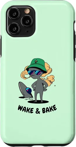Vista 10 de Estuche de regalo divertido para iPhone 15 Alien Stoner Wake And Bake Weed Marihuana