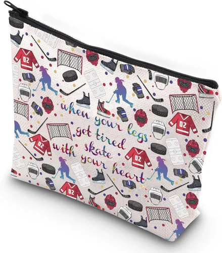 Vista 9 de G2TUP Bolsa de cosméticos de hockey sobre hielo, estuche de maquillaje para jugadores de hockey, regalo para niñas cuando tus piernas se cansan