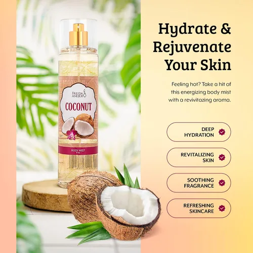 Vista 8 de Lujosa bruma corporal de coco con fragancia fina, regalos perfumados de lujo cálidos y acogedores para mujeres, botella de spray de bruma fina de 8