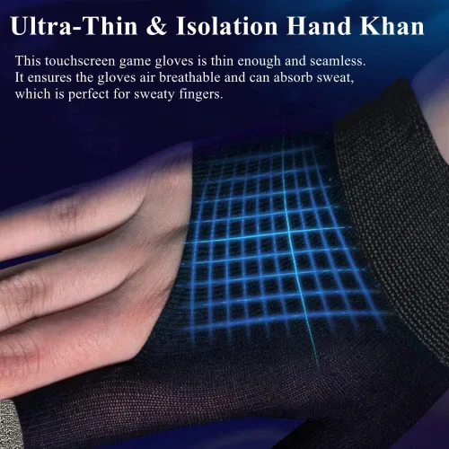 Vista 5 de Guantes de juego para manos sudorosas, ultrafinos y transpirables para pantalla táctil, guantes de juego con mangas para dedos para el pulgar