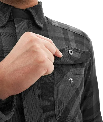 Vista 14 de SHIMA RENEGADE MEN 2 Camisa de motocicleta para hombre – Chaqueta de franela de motociclista a cuadros blindados con fibra QL – Aramida y capa