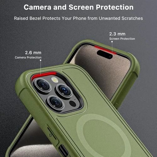 Vista 5 de M MYBAT PRO Maverick Series - Funda para iPhone 15 Pro Max con funda de clip para cinturón, [compatible con Magsafe] con protector de pantalla