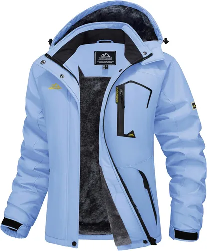 Vista 10 de MAGCOMSEN Chaqueta de Esquí para Mujer Impermeable Aislada Chaqueta de Nieve Cálida Resistente al Viento Abrigos de Invierno con Capucha Chaqueta