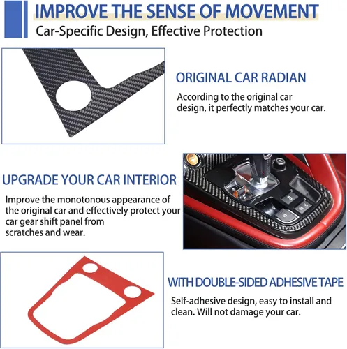 Vista 6 de Daeiclru Cubierta de fibra de carbono real para el panel de cambios del interior del automóvil, compatible con Jaguar F-TYPE 2013-2022, accesorios
