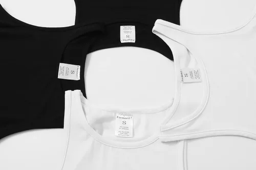 Vista 6 de Formeet17 4 piezas de camiseta corta básica sin mangas para mujer, cuello redondo