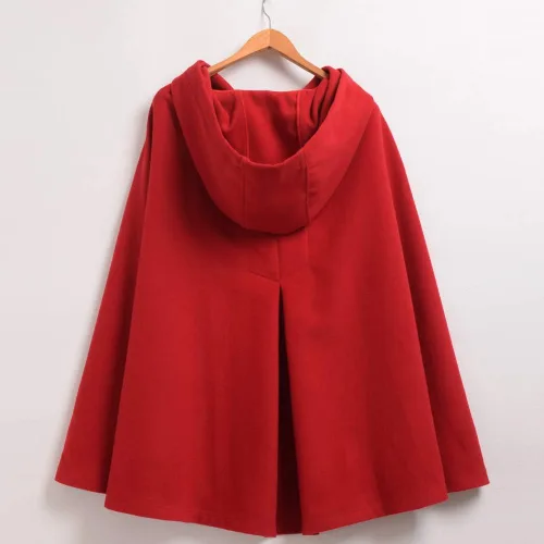 Vista 6 de GRACEART Capa de lana con capucha para mujer, capa de invierno para boda, talla grande, abrigo grueso