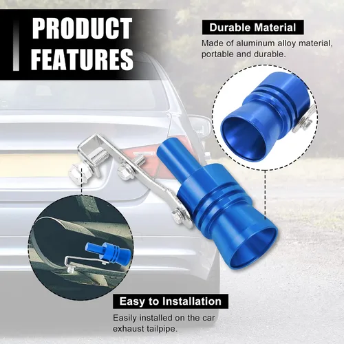 Vista 4 de X AUTOHAUX 2 unids XL tamaño coche Turbo silbato aleación de aluminio universal Turbo sonido escape silenciador tubo silbato coche rugido