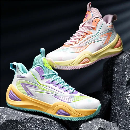 Vista 3 de MAUGELY Zapatillas altas para hombre, transpirables, de baloncesto, antideslizantes, para estudiantes, jóvenes, deportes, ocio, zapatos