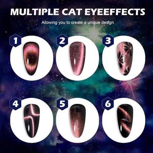 Vista 4 de Kit de esmalte de uñas de gel, 12 colores brillantes con purpurina 9D camaleón ojo de gato, juego de esmalte de uñas de gel con base de luz