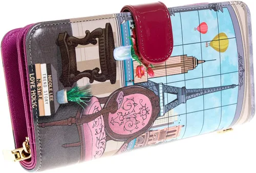 Vista 3 de Nicole Lee Mini cartera de color y estilo con impresión exclusiva y pulsera desmontable y bloqueo RFID