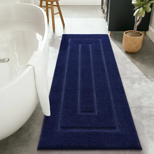 Vista 13 de HOMORE Alfombra de baño negra de 24 x 17 pulgadas, suave y absorbente, alfombra de baño pequeña, alfombra de baño lavable antideslizante para bañera