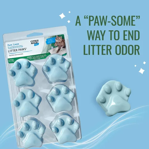 Vista 3 de Citrus Magic Patas eliminadoras de olores para mascotas, lino fresco, 6 patas Absorbedor de olores para cajas de arena para gatos, ambientadores